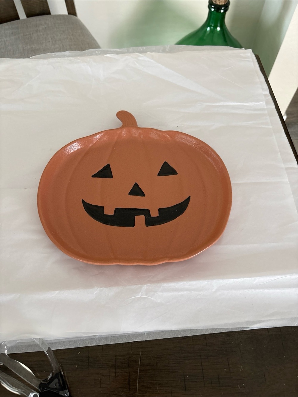 Halloween JACK O LANTERN Pumpkin Plate Orange Stoneware NEW